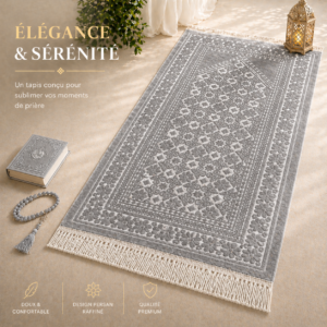 Le tapis de prière Luxe Persan gris Sajadah.