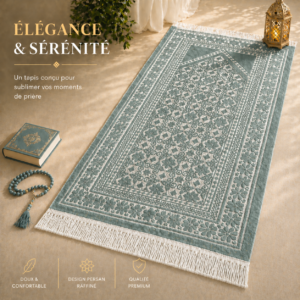Le tapis de prière Luxe Persan vert Sajadah.