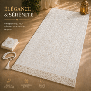 Le tapis de prière Luxe Persan blanc Sajadah.