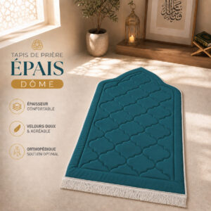 Le tapis de prière épais Dôme bleu Turquoise Sajadah.