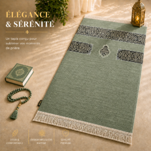 Le tapis de prière Luxe Mecquois vert Amande Sajadah.