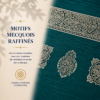 Zoom sur les broderies du tapis de prière Luxe Mecquois bleu Turquoise Sajadah.