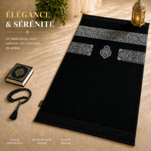 Le tapis de prière Luxe Mecquois noir Sajadah.