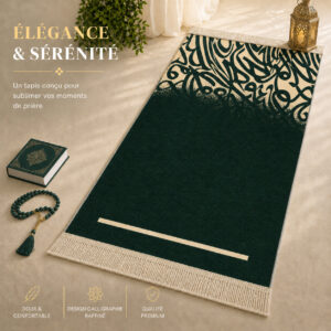 Le tapis de prière Luxe Calligraphie vert Sajadah.