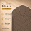 Zoom sur le design matelassé du tapis de prière épais Coquillage marron Sajadah.