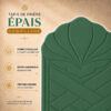 Zoom sur le design matelassé du tapis de prière épais Coquillage vert Impérial Sajadah.