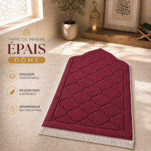 Le tapis de prière épais rose Framboise Sajadah en forme de dôme.