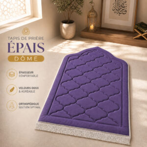 Le tapis de prière épais violet Sajadah en forme de Dôme.