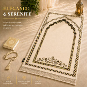 Le tapis de prière Luxe Ottoman Royal beige Crème Sajadah.