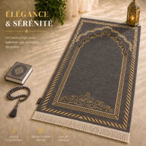 Le tapis de prière Luxe Ottoman Royal gris Ardoise Sajadah.