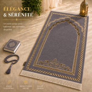Le tapis de prière Luxe Ottoman Royal gris Lavande Sajadah.