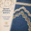 Zoom sur les broderies du tapis de prière Luxe Ottoman Royal bleu Sajadah.
