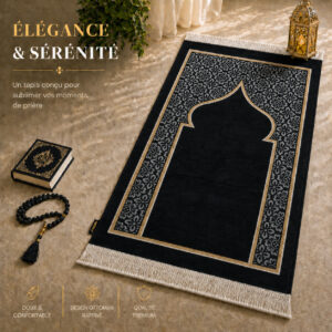 Le tapis de prière Luxe Ottoman noir Sajadah.