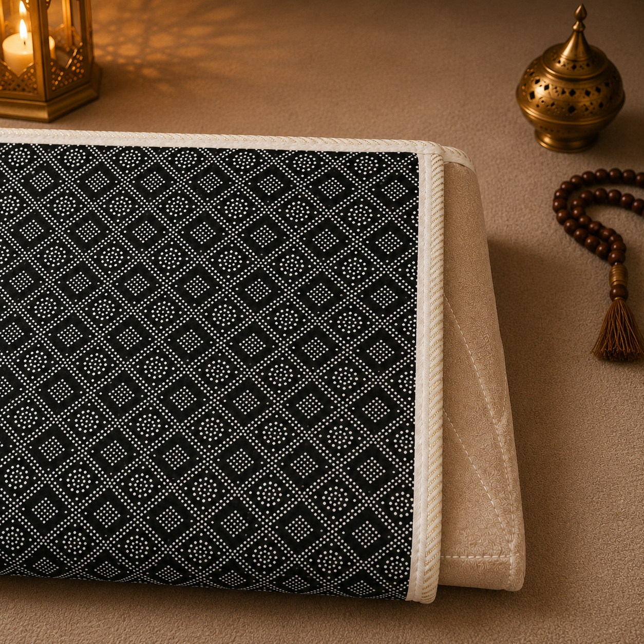 Tapis de prière avec dossier beige